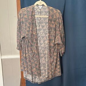 LuLaRoe Gray and Pink Patterned Cardigan